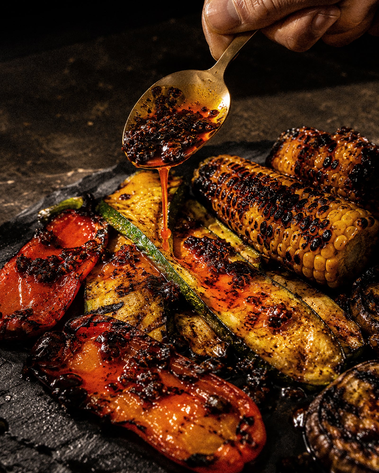 Vaquero Chile Morita with grilled vegetables